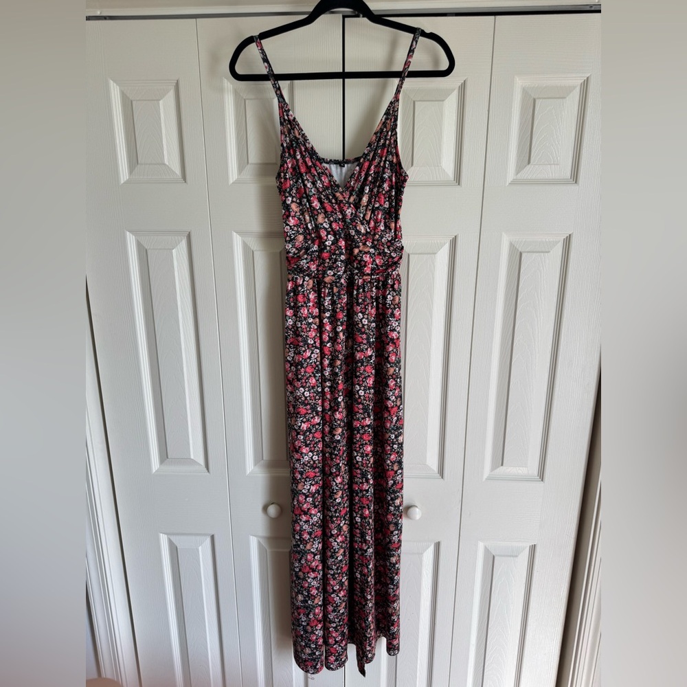 Amazon Floral Maxi Dress with Pink and Black Floral Print Size Medium